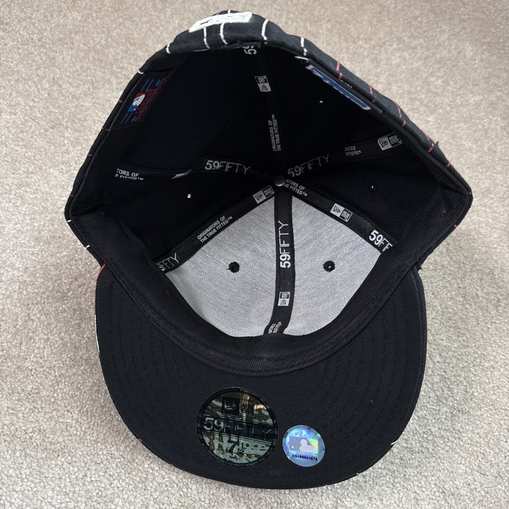 San Francisco Giants New Era 59fifty Pinstripe Black Red Sz 7 1/2 Wool Hat - Picture 7 of 9